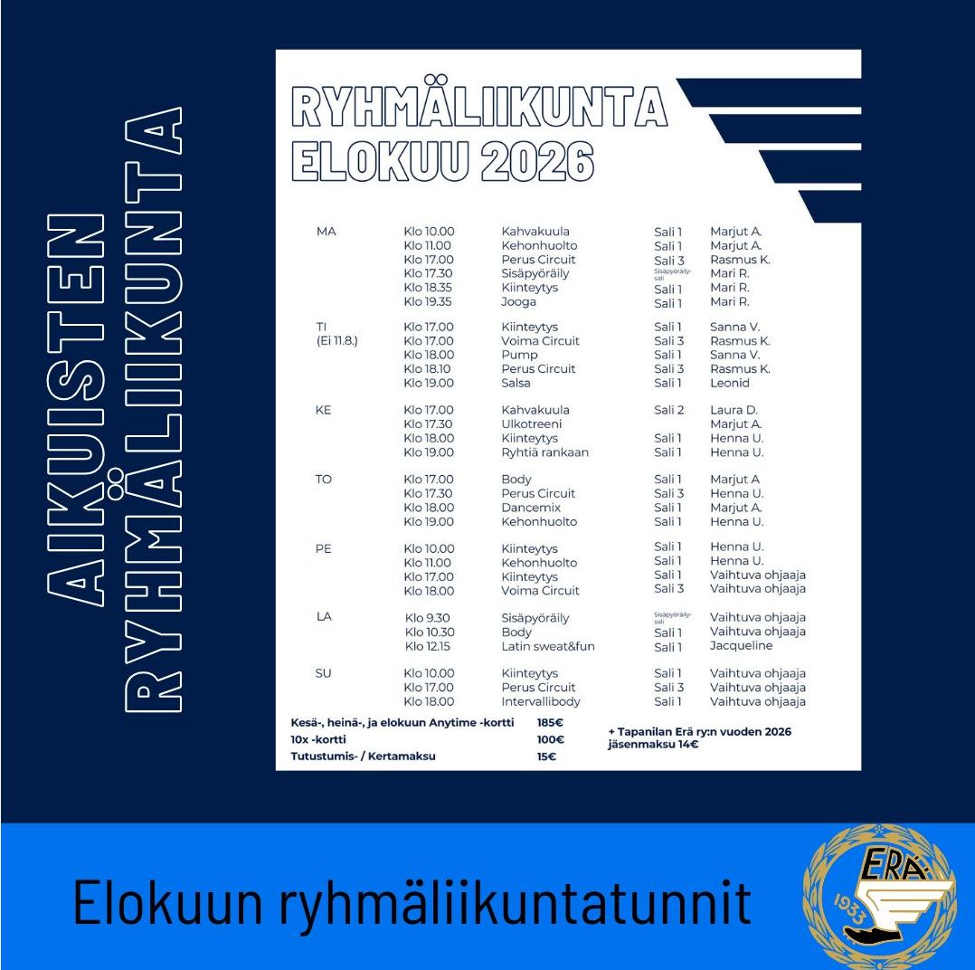 Elokuun aikuisten ryhmäliikunta