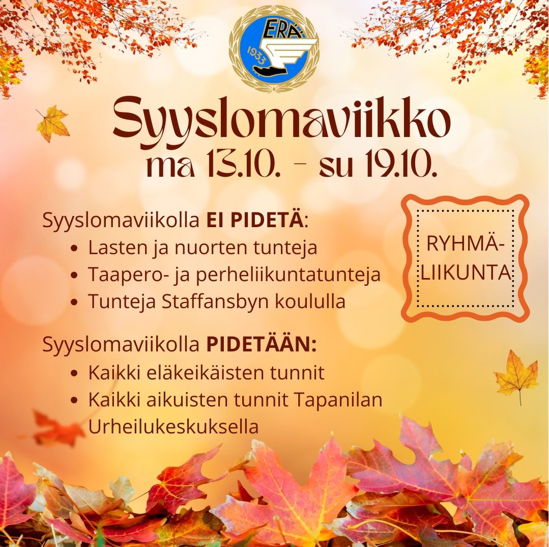 Ryhmäliikunnan syyslomaviikko